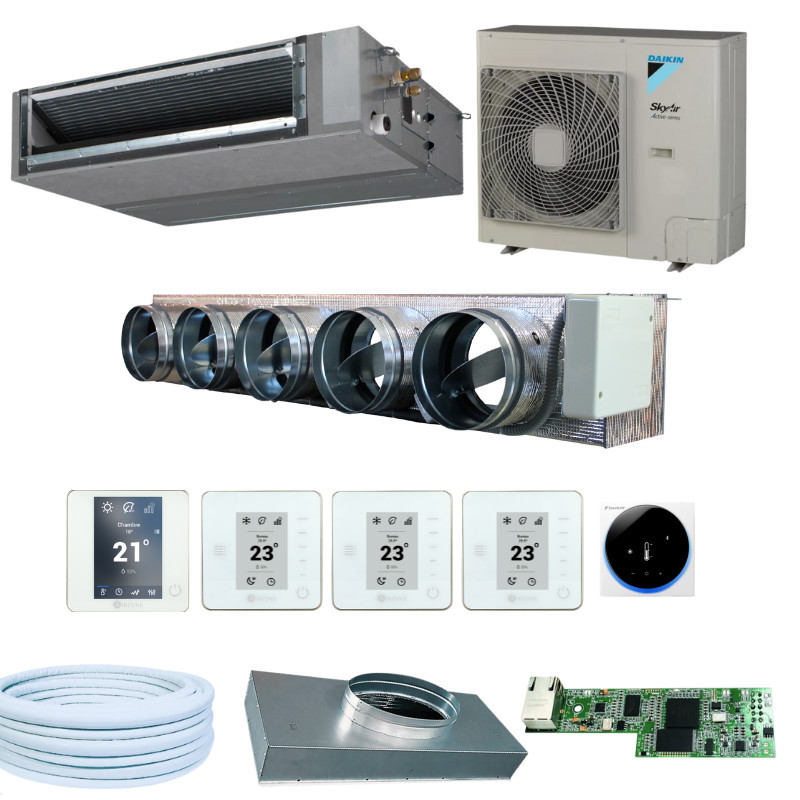 Pack Gainable Daikin 70-90m² - 4 zones - 5x200 - RT2000