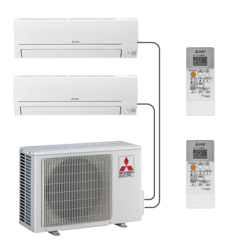 Pack Multi-split 2 sorties Mitsubishi 2x MSZ-HR25VF + MXZ-2HA40VF2 4kw Promo