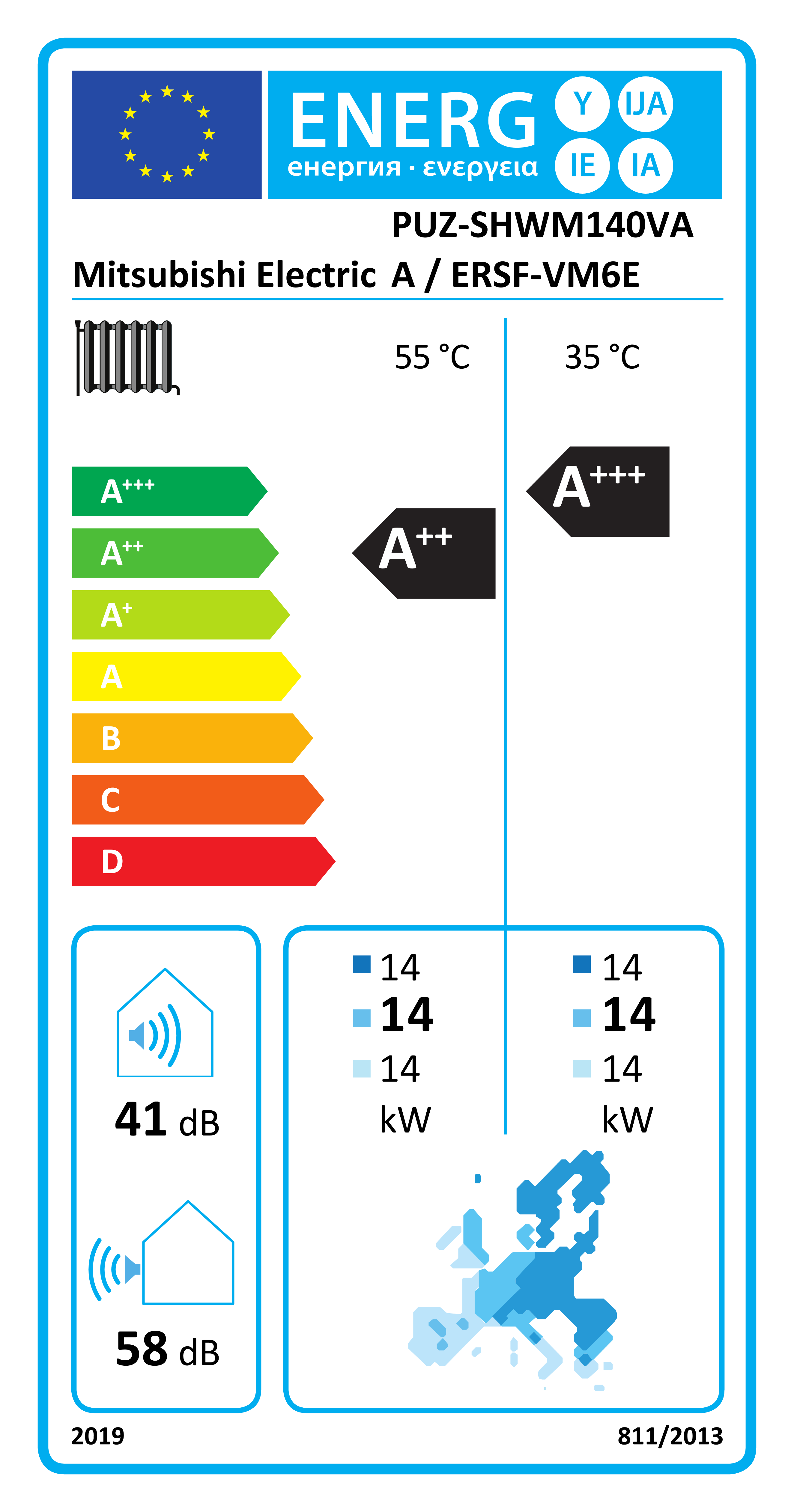 Étiquette énergétique UE PUZ-SHWM140VAA / ERSF-VM6E