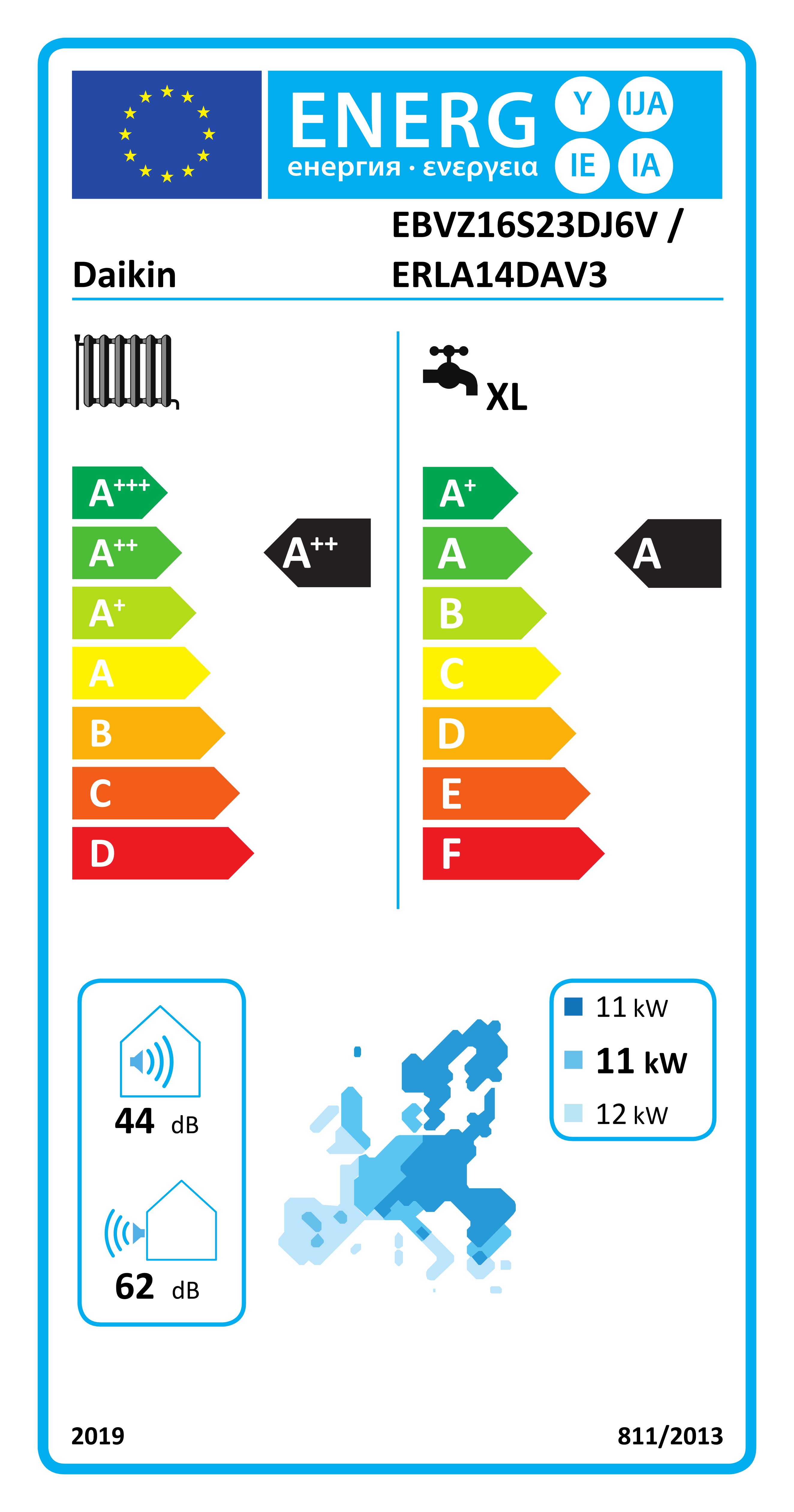 Étiquette énergétique UE EBVZ16S23DJ6V / ERLA14DAV3