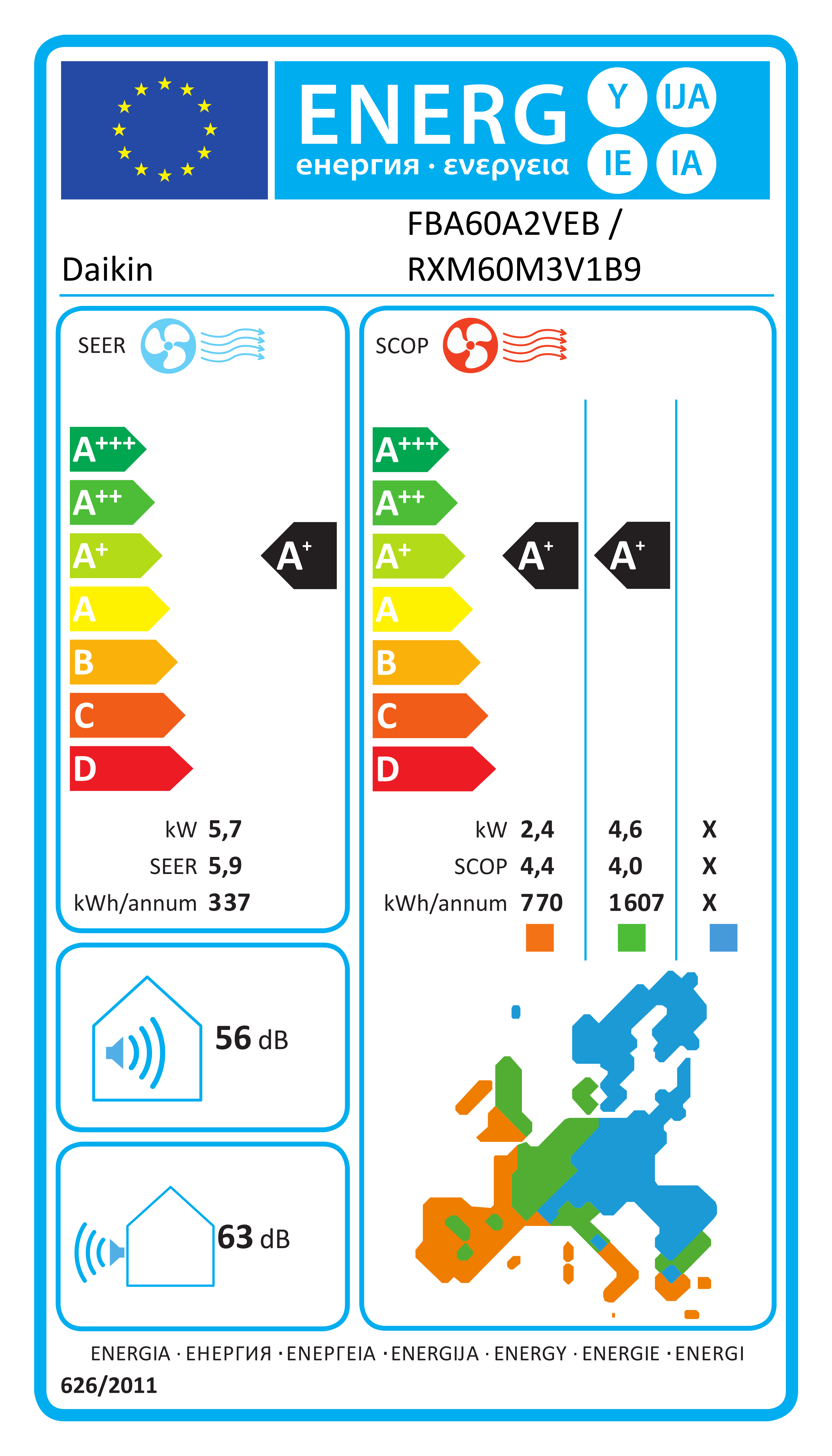 Étiquette énergétique UE FBA60A2VEB / RXM60M3V1B9