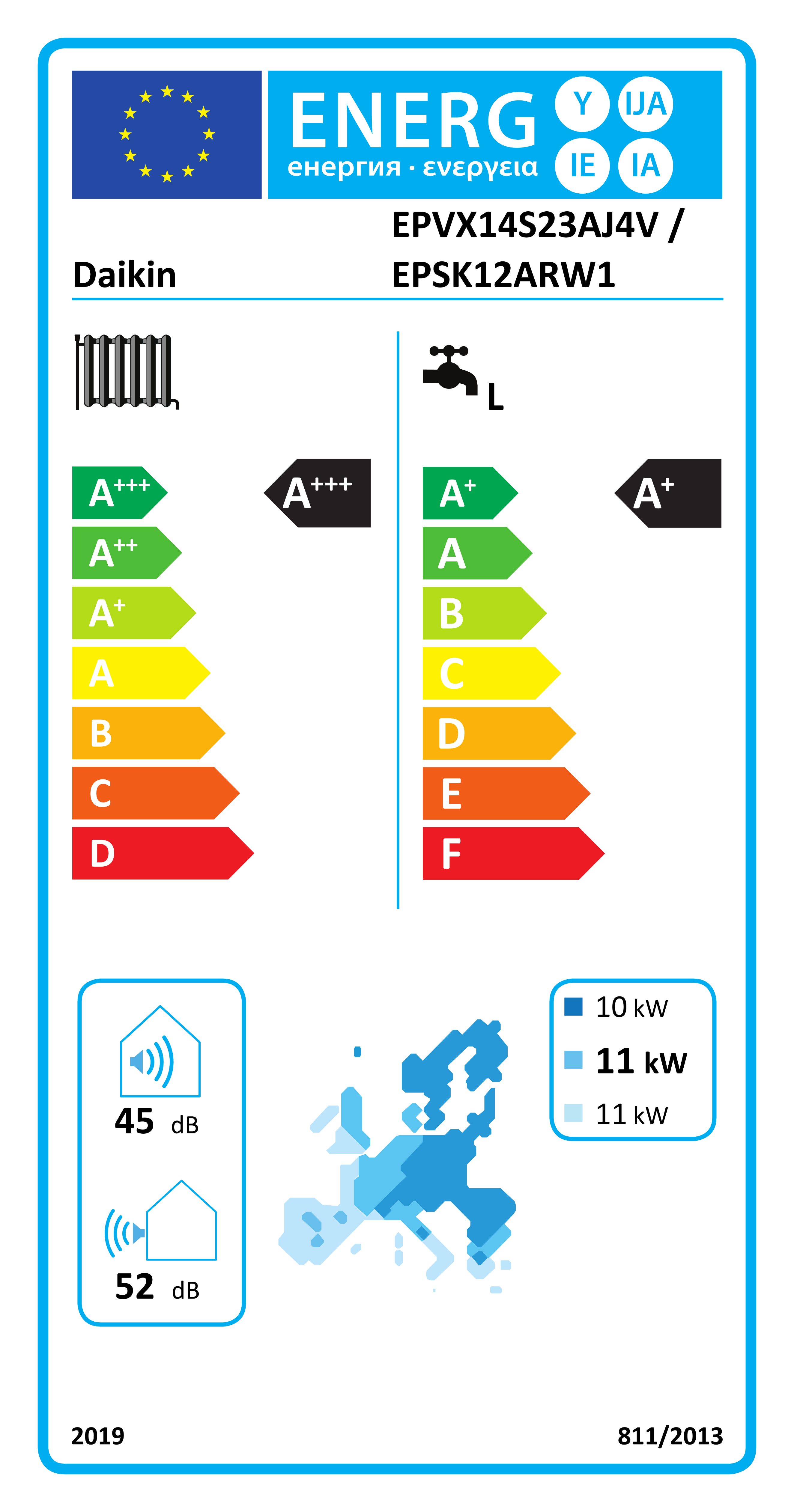 Étiquette énergétique UE EPVX14S23AJ4V / EPSK12ARW1