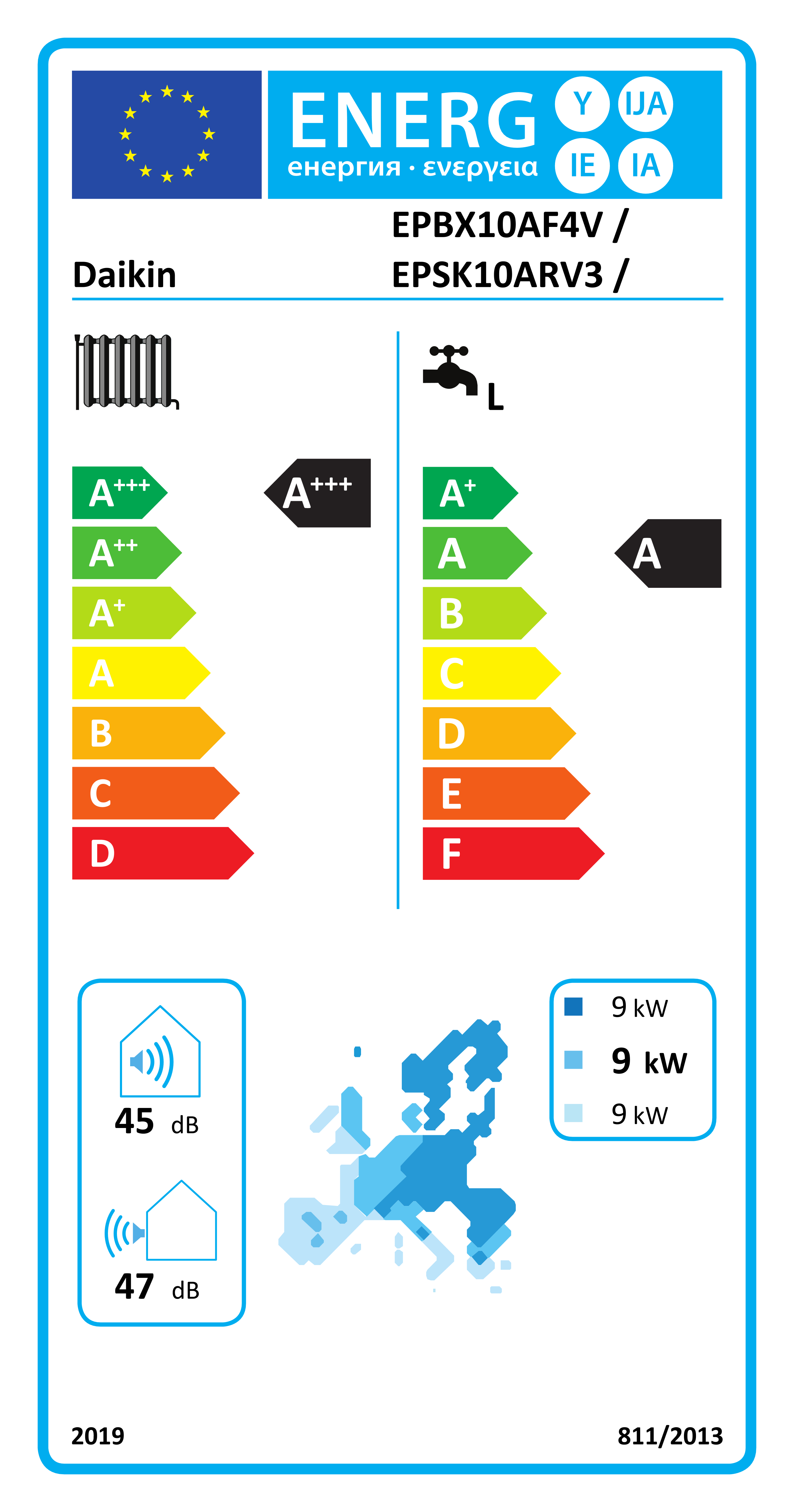 Étiquette énergétique UE EPBX10AF4V / EPSK10ARV3