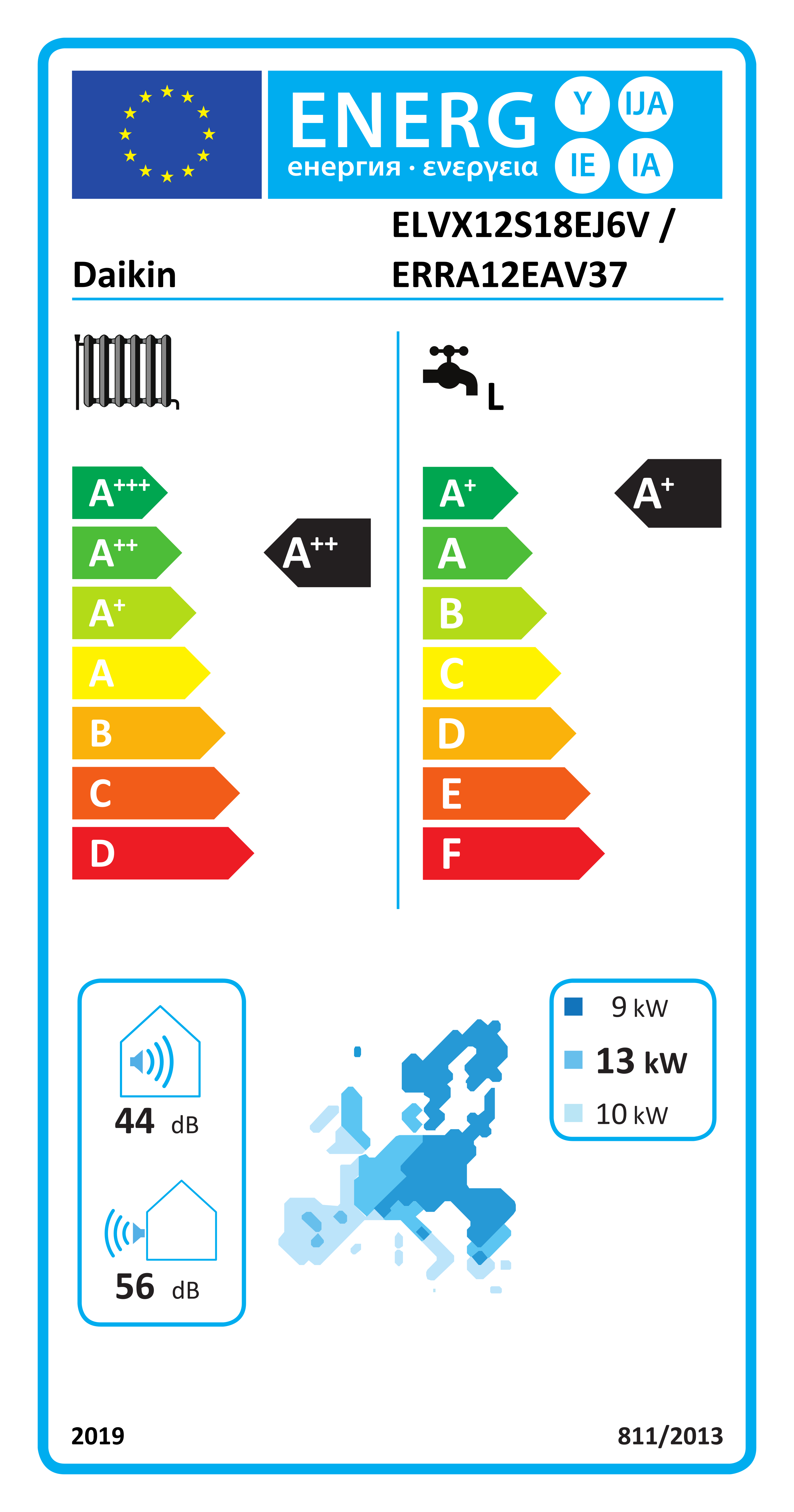 Étiquette énergétique UE ELVX12S18EJ6V / ERRA12EAV37