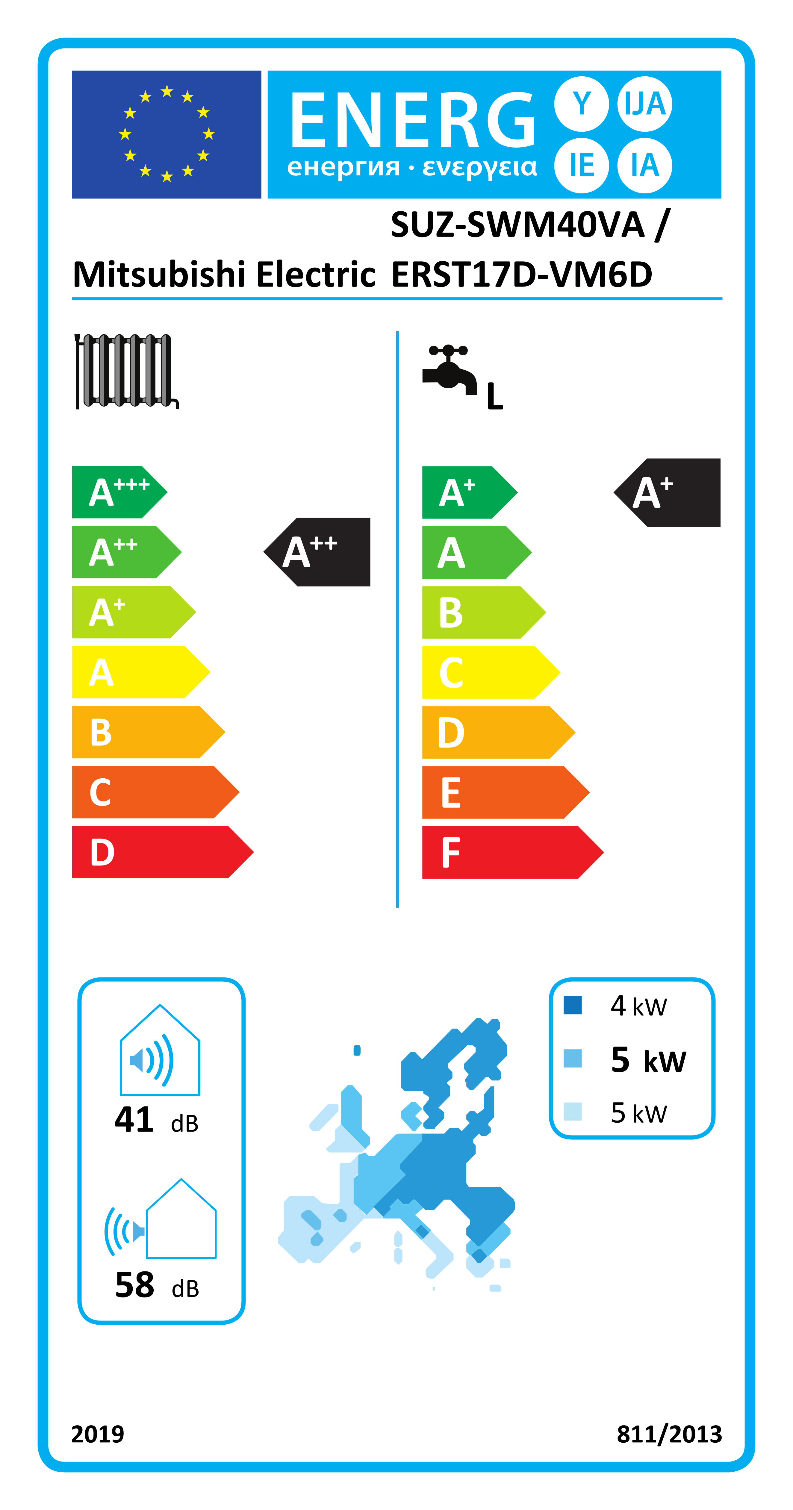 Étiquette énergétique UE SUZ-SWM40VA / ERST17D-VM6D