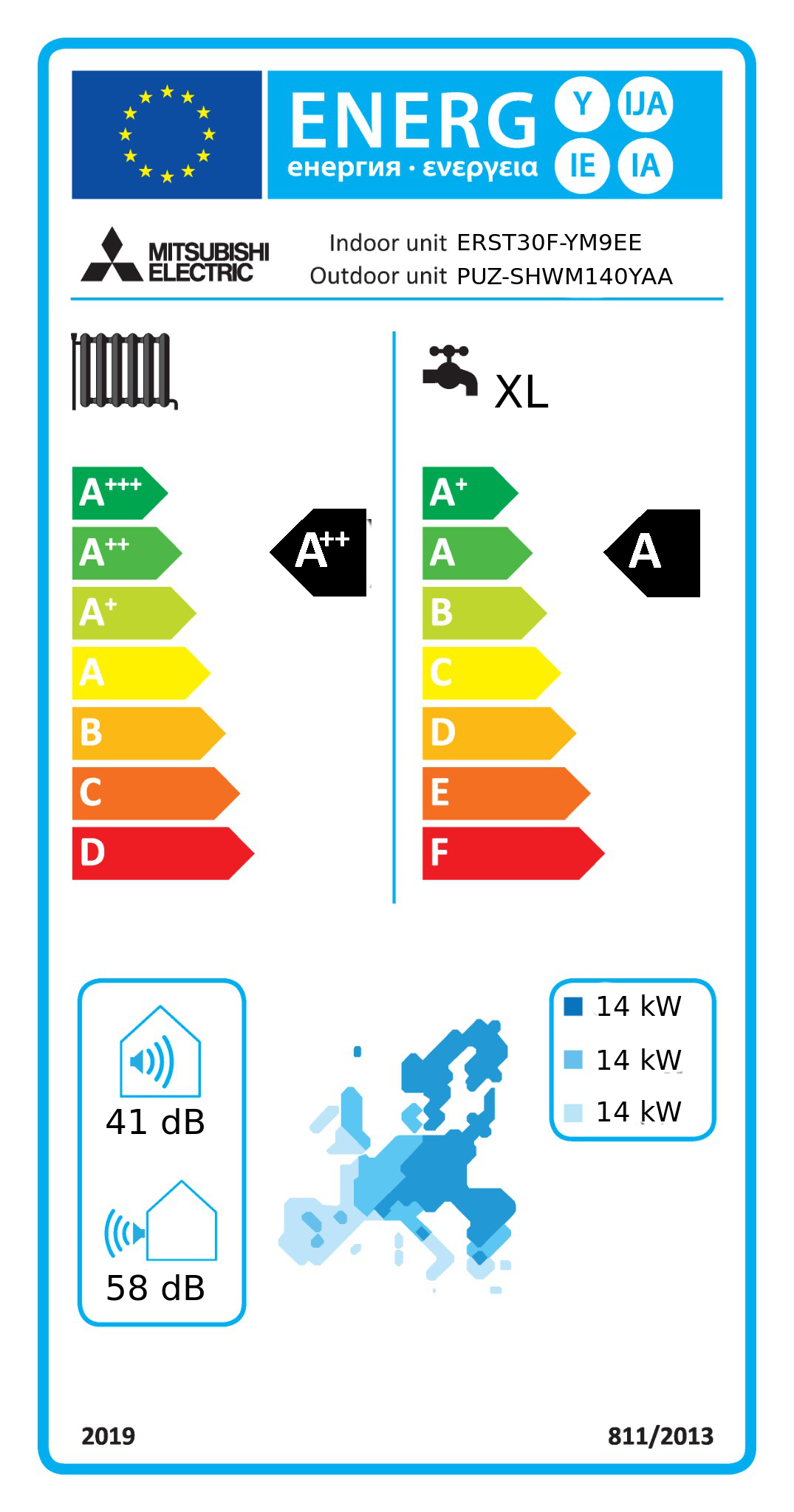 Étiquette énergétique UE ERST30F-YM9EE / PUZ-SHWM140YAA